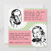 Retro roddelende koppels Save the Date-kaarten Kaart (Voorkant)