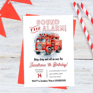 Retro Rode Alarm Brandweerwagen Verjaardag Kaart