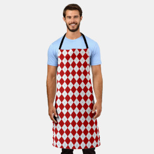 Retro rode argyle schort voor koks