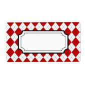Retro rode argyleprintlabels etiket (Voorkant)