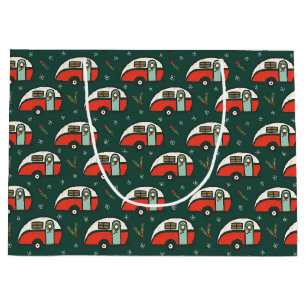 Retro rode camper kerstcamping groot cadeauzakje