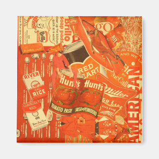 Retro rode collage magneet