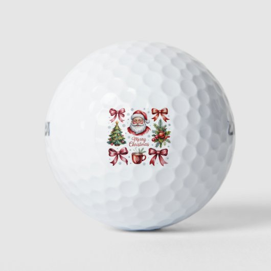 Retro Rode Coquette Kerst Schattigee kerstvakantie Golfballen (Voorkant)