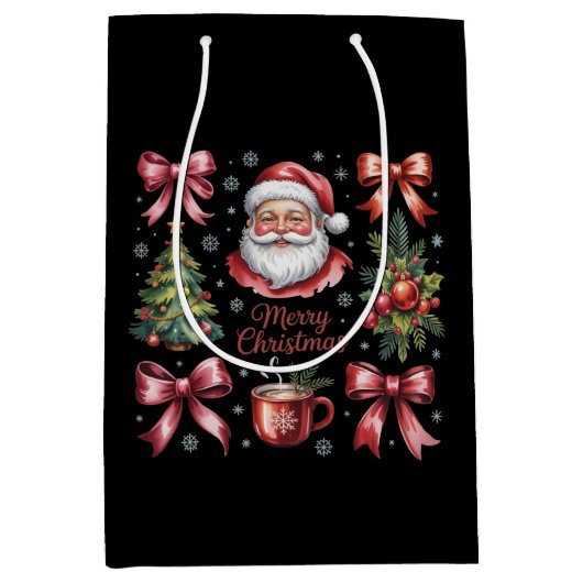 Retro Rode Coquette Kerst Schattigee kerstvakantie Medium Cadeauzakje (Voorkant)