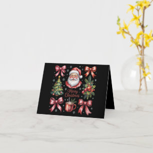 Retro Rode Coquette Kerstmis Schattig Kerstfeest V Kaart