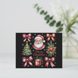 Retro Rode Coquette Kerstmis Schattige Kerst Vakan Feestdagenkaart