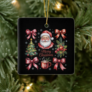 Retro Rode Coquette Kerstmis Schattige Kerst Vakan Keramisch Ornament