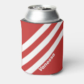 Retro rode drie strepen met naam blikjeskoeler (Blikje Achterkant)