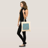 Retro rode en blauwe grafische afdruk tote bag (Voorkant (model))
