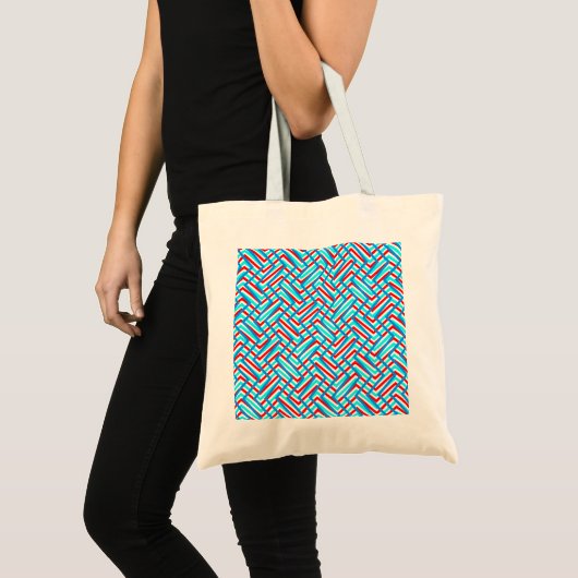 Retro rode en blauwe grafische afdruk tote bag (Voorkant (product))