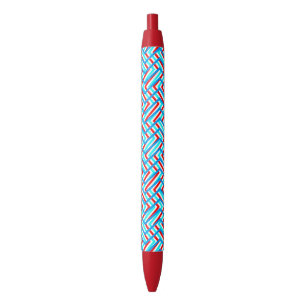 Retro rode en blauwe grafische afdruk zwarte inkt pen
