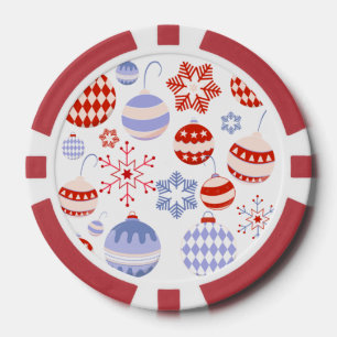 Retro Rode en Blauwe Kerstversieringen Poker Chips
