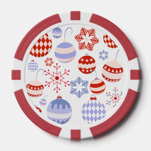 Retro Rode en Blauwe Kerstversieringen Poker Chips (Voorkant)