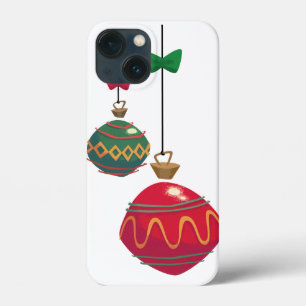 Retro rode en groene kerstversiering iPhone 13 mini hoesje