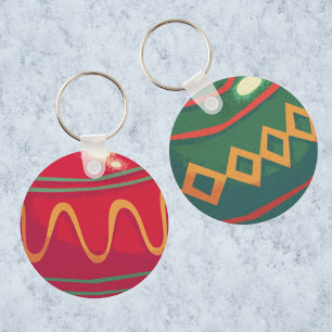 Retro rode en groene kerstversiering sleutelhanger