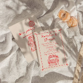 Retro rode hand getekend geschreven Schattigee eig Kaart