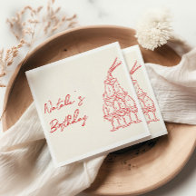 Retro Rode Hand Getrokken Champagne Toren Verjaard