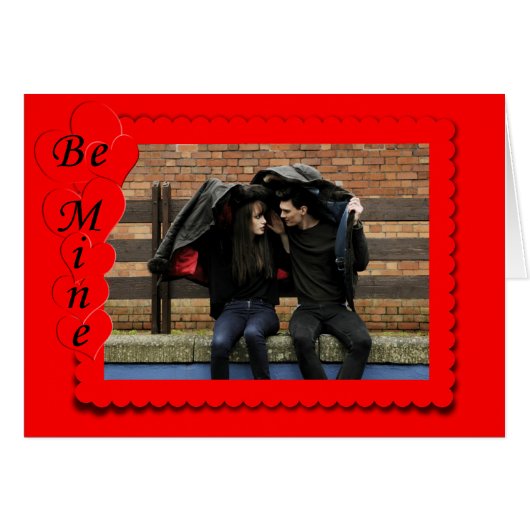 Retro Rode Hart Frame Aangepaste Foto Sjabloon (Voorkant Horizontaal)