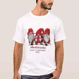 Retro rode kabouters kerst buffel vakantie t-shirt