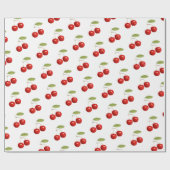  retro rode kersen op wit cadeaupapier (Vlak)