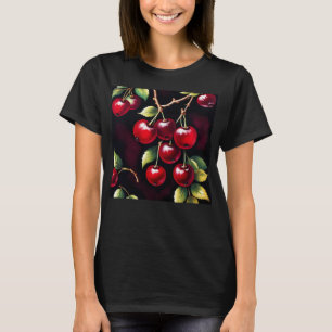 Retro rode kersen t-shirt
