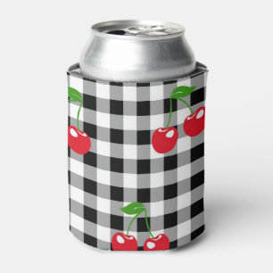 Retro Rode Kersen Zwart Wit Buffalo Plaid Gingham Blikjeskoeler