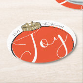 Retro rode kerst ronde kartonnen onderzetter (Gebogen)