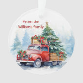 Retro Rode Kerstwagen Ornament (voorkant)