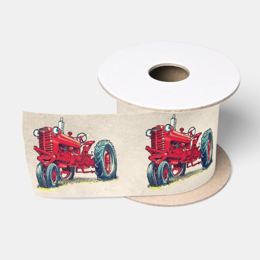 Retro rode landbouwtractor met ogen lint (Spoel)