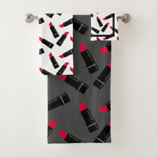 Retro, rode lippenstift bad handdoek