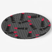 Retro, rode lippenstift papieren bordje (Gekanteld)