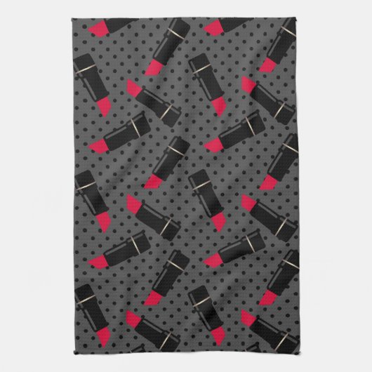 Retro, rode lippenstift theedoek (Verticaal)