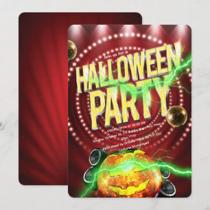 Retro Rode Marquee Halloween Disco Pompoen Kaart