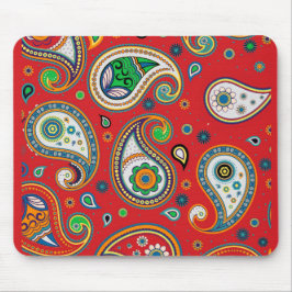 Retro rode paisleyprint dikke computer muismat