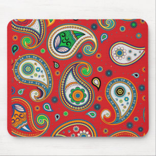 Retro rode paisleyprint dikke computer muismat