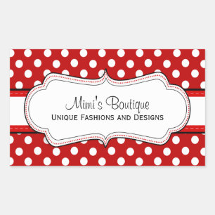 Retro Rode polka dot business rechthoekige sticker