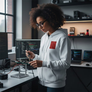 Retro rode print van een circuitbord in tech-stijl hoodie