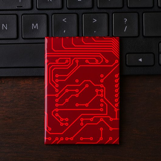 Retro rode printplaat Tech-patroon Button