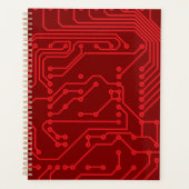 Retro rode printplaat tech patroon planner (Voorkant)