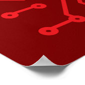 Retro rode printplaat tech patroon poster (Hoek)
