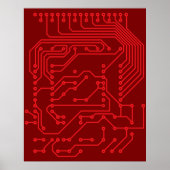 Retro rode printplaat tech patroon poster (Voorkant)