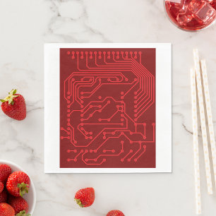 Retro rode printplaat tech patroon servet