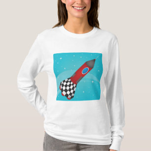 Retro rode raket in de galactische ruimte t-shirt