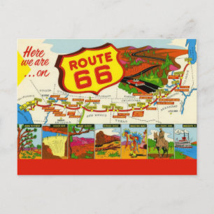 Retro Rode Route 66 Briefkaart