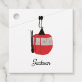 Retro rode ski gondel lift gepersonaliseerd bedankjes labels (Voorkant)
