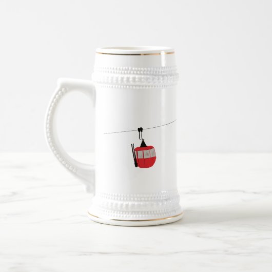 Retro rode ski gondel lift gepersonaliseerd bierpul (Links)