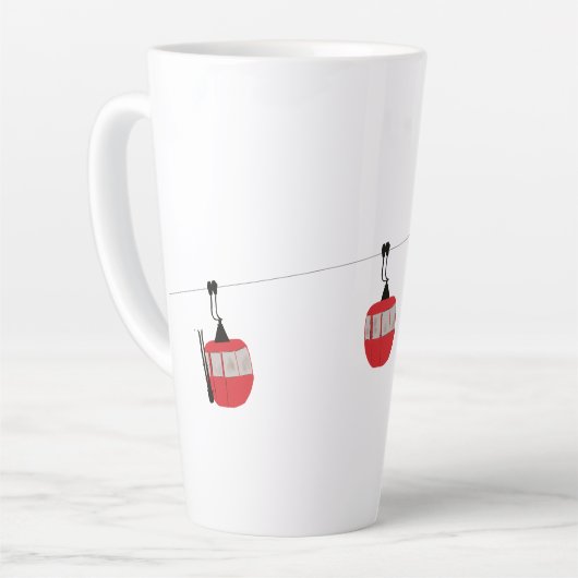 Retro rode ski gondel lift gepersonaliseerd latte mok (Linkerhoek)