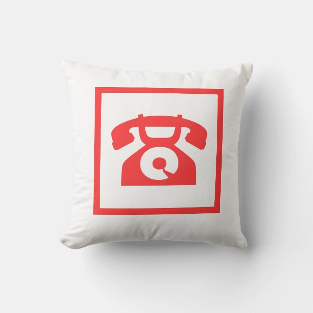 retro rode telefoon op witte kussen (Voorkant)