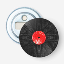 Retro rode vinylplaat flesopener