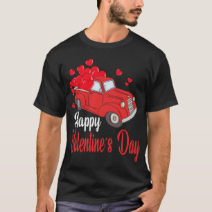 Retro Rode Vrachtwagen Dragen Harten Happy Vale T-shirt